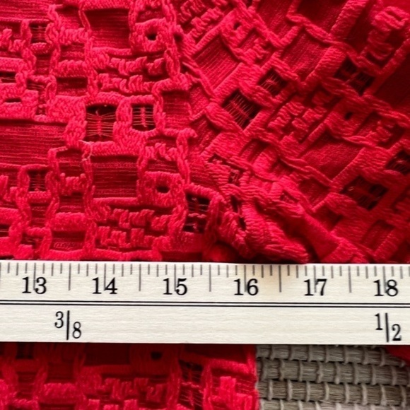 Carlisle New York Red Shirt Sleeve Textured Top with Split Sleeves and Bows - Picture 14 of 16